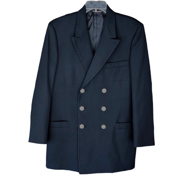 Men's Vintage United States Navy Double Breasted Formal Navy Blue Blazer 41 Long